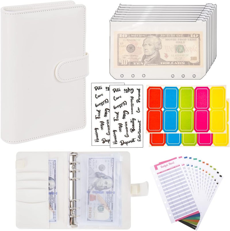 NICOOTHBudget Binder Cash Envelopes A6 Money Saving Binder with Zipper envelopes (White) - Image 5